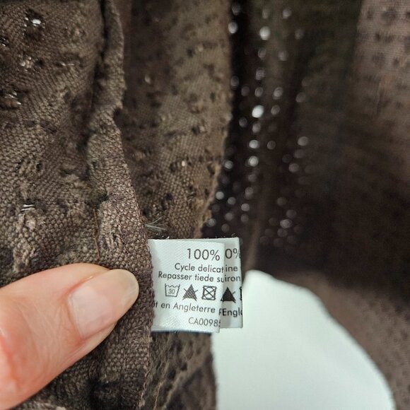 Eskandar Linen Mandarin Collar Textured Shirt Jacket Button Front Brown - Picture 11 of 12